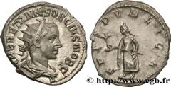 Roman coins HERENNIUS ETRUSCUS Type : Antoninien  Date : 250  Mint name / Town : Rome  Metal : billon  Millesimal fineness : 400  ‰ Diameter : 22,5  mm Orientation dies : 6  h. Weight : 4,56  g. Offic