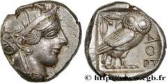 Greek Coins ATTICA - ATHENS Type : Tétradrachme  Date : c. 465-460 AC.  Mint name / Town : Athènes, Attique  Metal : silver  Diameter : 24  mm Orientation dies : 6  h. Weight : 17,19  g. Rarity : R2  
