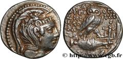 Greek Coins ATTICA - ATHENS Type : Tétradrachme stéphanophore  Date : c. 110-109 AC.  Mint name / Town : Athènes, Attique  Metal : silver  Diameter : 28  mm Orientation dies : 11  h. Weight : 16,79  g
