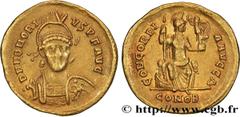 Roman coins HONORIUS Type : Solidus  Date : 397-402  Mint name / Town : Constantinople  Metal : gold  Diameter : 21  mm Orientation dies : 5  h. Weight : 4,39  g. Rarity : R1  Officine : 4e  Obverse l
