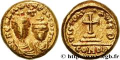 Byzantine coins HERACLIUS and HERACLIUS CONSTANTINE Type : Solidus  Date : indiction 3  Date : 614-615  Mint name / Town : Carthage  Metal : gold  Millesimal fineness : 1000  ‰ Diameter : 13  mm Orien