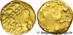 Celtic coins AMBIANI (Area of Amiens) Type : Statère d'or biface au flan court  Date : c. 80-50 AC.  Mint name / Town : Amiens (80)  Metal : gold  Diameter : 18  mm Orientation dies : 12  h. Weight : 