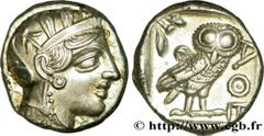 ATTIQUE - ATHENES(Ve siècle avant J.-C.) Tétradrachme N° v38_0174    Date : c. 450-420 AC. Nom de l'atelier : Athènes Métal : argent Diamètre : 23mm Axe des coins : 8h. Poids : 17,20g. Etat de conserv