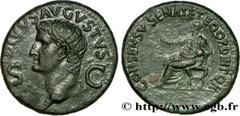 AUGUSTE(+19 août 14)Restitution de Caligula Dupondius, (MB, ئ 29 ) N° v38_0453    Date : 37-41 Nom de l'atelier : Rome Métal : cuivre Diamètre : 29mm Axe des coins : 6h. Poids : 15,56g. Degré de raret