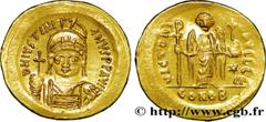 JUSTINIEN Ier(1/08/527-14/11/565) Solidus N° v38_1384    Date : 542-546 Nom de l'atelier : Rome Métal : or Diamètre : 20mm Axe des coins : 6h. Poids : 4,41g. Degré de rareté : R2 Etat de conservation 
