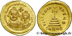 HERACLIUS et HERACLIUS CONSTANTIN(22/01/613-4/07/638) Solidus N° v38_1404    Date : 613-616 Nom de l'atelier : Constantinople Métal : or Diamètre : 21mm Axe des coins : 6h. Poids : 4,48g. Degré de rar
