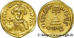 CONSTANS II(09/641-15/07/668) Solidus N° v38_1409    Date : 642-646 Nom de l'atelier : Constantinople Métal : or Diamètre : 20,5mm Axe des coins : 6h. Poids : 4,37g. Degré de rareté : R1 Etat de conse