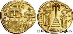 CONSTANS II, CONSTANTIN IV, HERACLIUS et TIBERE(2/08/659-15/07/668) Solidus N° v38_1415    Date : 661-663 Nom de l'atelier : Constantinople Métal : or Diamètre : 18mm Axe des coins : 6h. Poids : 4,18g