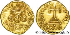 JUSTINIEN II(10/07/685-4/11/711)Premier règne(10/07/685 - fin 695) Solidus N° v38_1421    Date : 682-693 Nom de l'atelier : Sardaigne Métal : bronze Diamètre : 16mm Axe des coins : 6h. Poids : 4,33g. 