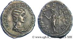 JULIA SOEMIAS(+222)Julia SoوmiasMère d'Elagabal, fille de Julia Maésa, sœur de Julia Mamée - Augusta(219-222) Denier N° v13_0515    Date : 221 Nom de l'atelier : Rome Métal : argent Diamètre : 19mm Ax