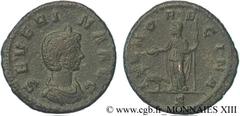 SEVERINE(+ après 275)Ulpia SeverinaFemme d'Aurélien - Augusta(274-275) Sesterce, (MB, ئ 24) N° v13_0841    Date : 274 Nom de l'atelier : Rome Métal : cuivre Diamètre : 24mm Axe des coins : 12h. Poids 