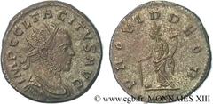 TACITE(11-12/275-06/276)Marcus Claudius Tacitus Aurelianus N° v13_0844    Date : 12/275 Nom de l'atelier : Gaule, Lyon Métal : billon Diamètre : 21mm Axe des coins : 12h. Poids : 4,53g. Etat de conser
