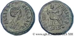 AELIA FLACCILLA(+386)ئlia Flaccillafemme de Théodose Ier, mère d'Arcadius et d'Honorius - Augusta(383-386) Nummus, (ئ 4) N° v13_1390    Date : 383-384 Nom de l'atelier : Savie, Siscia Métal : cuivre D