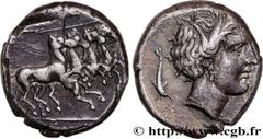 Greek Coins SICILY - SICULO-PUNIC - KEPHALOEDION Type : Tétradrachme  Date : c. 340 AC.  Mint name / Town : Sicile, Céphaloédium  Metal : silver  Diameter : 25  mm Orientation dies : 12  h. Weight : 1