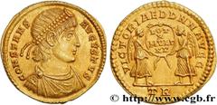 Roman coins CONSTANS Type : Solidus  Date : 345  Mint name / Town : Trèves  Metal : gold  Diameter : 22  mm Orientation dies : 6  h. Weight : 4,55  g. Rarity : R2  Obverse legend : CONSTANS - AVGVSTVS