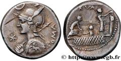 Roman coins LICINIA Type : Denier  Date : 113-112 AC.  Mint name / Town : Rome  Metal : silver  Millesimal fineness : 950  ‰ Diameter : 17  mm Orientation dies : 9  h. Weight : 3,93  g. Rarity : R1  O