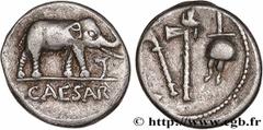 Roman coins JULIUS CAESAR Type : Denier  Date : 49 AC.  Mint name / Town : Gaule ou Italie  Metal : silver  Millesimal fineness : 950  ‰ Diameter : 17  mm Orientation dies : 3  h. Weight : 3,88  g. Ra