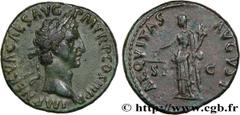 Roman coins NERVA Type : As  Date : janvier - septembre  Mint name / Town : Rome  Metal : copper  Diameter : 26,5  mm Orientation dies : 6  h. Weight : 9,99  g. Rarity : R1  Officine : 1re  Obverse le