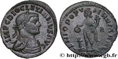 Roman coins DIOCLETIAN Type : Follis ou nummus  Date : 300-302  Mint name / Town : Lyon  Metal : copper  Diameter : 27,5  mm Orientation dies : 1  h. Weight : 7,50  g. Rarity : R3  Officine : 1re  Obv