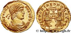 Roman coins CONSTANS Type : Solidus  Date : 345  Mint name / Town : Trèves  Metal : gold  Diameter : 22  mm Orientation dies : 6  h. Weight : 4,29  g. Rarity : R2  Obverse legend : CONSTANS - AVGVSTVS