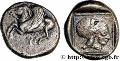 Greek Coins CORINTHIA - CORINTH Type : Drachme   Date : c. 515-500 AC.  Mint name / Town : Corinthe, Corinthie  Metal : silver  Diameter : 14  mm Orientation dies : 9  h. Weight : 2,29  g. Rarity : R2