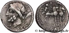 Roman coins MEMMIA Type : Denier serratus  Date : 106 AC.  Mint name / Town : Rome  Metal : silver  Millesimal fineness : 950  ‰ Diameter : 17  mm Orientation dies : 6  h. Weight : 3,70  g. Obverse le
