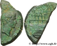 Roman coins GALLIA - VIENNA - VIENNE - JULIUS CAESAR and OCTAVIAN Type : Dupondius coupé en deux  Date : 36 AC.  Mint name / Town : Vienne  Metal : copper  Diameter : 30,5  mm Orientation dies : 11  h