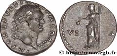 Roman coins VESPASIAN Type : Denier  Date : 72  Mint name / Town : Rome  Metal : silver  Millesimal fineness : 900  ‰ Diameter : 17  mm Orientation dies : 6  h. Weight : 3,48  g. Rarity : R1  Obverse 