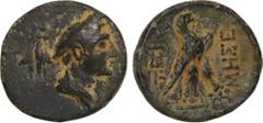 Roman Provincial LYCIA. Termessos minor. Ae (Circa 1st BC). Obv: Draped bust of Hermes right, wearing petasos; behind, bee. Rev: ΤΕΡΜH / ΣΣΕΩΝ. Eagle standing right on kerykeion. SNG Copenhagen 143; I