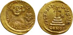 Byzantine Coins HERACLIUS with HERACLIUS CONSTANTINE (610-641). GOLD Solidus. Constantinople. Obv: δδ NN ҺЄRACLIЧS ЄT ҺЄRA CONST P P AV. Crowned and draped facing busts of Heraclius and Heraclius Cons
