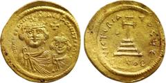 Byzantine Coins HERACLIUS with HERACLIUS CONSTANTINE (610-641). GOLD Solidus. Constantinople. Obv: δδ NN ҺЄRACLIЧS ЄT ҺЄRA CONST P P AV. Crowned and draped facing busts of Heraclius and Heraclius Cons