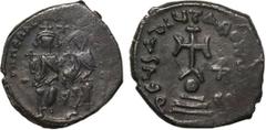 Byzantine Coins HERACLIUS with HERACLIUS CONSTANTINE (610-641). Hexagram. Constantinople. Obv: δδ NN ҺЄRACILЧS ЄT ҺЄRA CONST. Heraclius and Heraclius Constantine seated facing on double throne, each h