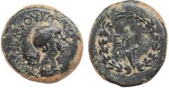 Greek Coins JULIUS CAESAR. Smyrna . Ae ( 47/6 BC). Obv: . Laureate head right of Caesar. Rev: Inside the wreath CM ... A. RPC ; . SNG ; . Apparantly Unpublished. Apparently Caesar is the oldest city c