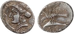 Greek Coins PAPHLAGONIA. Sinope. ( Circa 410-350 BC). Drachm. Astou-, magistrate.Obv: Head of nymph Sinope left, hair elaborately arranged and wearing sakkos. Rev: ΣΙΝΩ, eagle flying left clutching do