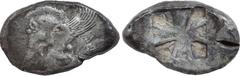Greek Coins LYCIA. Uncertain Dynasty. ( Circa 525-480 BC). Stater. Obv: Forepart of winged boar running left; below. Rev: Incuse square with Maltese cross pattern. Vismara II, p. 123, 45, pl. VI (same