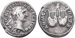 Roman İmperial LYCIA. Trajan (98-117). Drachm. Obv: AYT KAIC NЄP TPAIANOC CЄB ΓЄPM. Laureate head right. Rev: ΔHM ЄΞ YΠAT B. Two lyres; above, owl standing right, head facing. RPC III 2676; SNG von Au