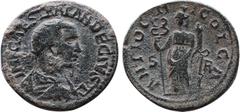 Roman Provincial PISIDIA. Antioch. Trajanus Decius (249-251). Ae. Obv: IMP CAES TRAIAN DECIVS AV. Radiate, draped and cuirassed bust right. Rev: ANTIOCHI COL CA / S - R. Felicitas standing facing, wea