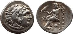 GREEK COINS Kingdom of Macedon. Alexander III 'The Great' AR Drachm. Mysia, Lampsakos, circa 323-317 BC. Head of Herakles to right wearing lion skin / Zeus seated on throne to left, eagle in outstretc