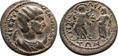 ROMAN PROVINCIAL Roman Herennia Etruscilla. AE 29-30; Herennia Etruscilla; Tripolis, Lydia, AE 29-30, 13.44g. 30,01mm RPC-792 (5 spec.), pl. 52 (same dies). Obv: EP ETPO - VCKI??A C Bust draped r. on 