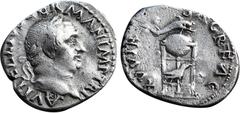 ROMAN IMPERIAL Roman Imperial Coins VITELLIUS (69). Denarius. Rome. Obv: A VITELLIVS GERM IMP AVG TR P. Laureate head right. Rev: XV VIR SACR FAC. Tripod surmounted by dolphin right; below, raven righ