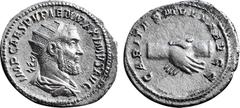 ROMAN IMPERIAL Roman Imperial Pupienus, 238. Antoninianus (Silver, 21,1 mm, 3,86 g, 11 h), Rome, circa April-June 238. IMP CAES PVPIEN MAXIMVS AVG Radiate, draped and cuirassed bust of Pupienus to rig