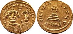 BYZANTINE COINS Byzantine Heraclius, with Heraclius Constantine, 610-641. Solidus (Gold, 19,1 mm, 4.43 g, 7 h), Constantinople, 10th officina (I), 629-631. dd NN hERACLIЧI ET hERA CONIT PP AV Crowned,