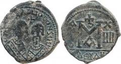 BYZANTINE COINS Byzantine Coins Heraclii, 608-620 AD 40 Nummi 610 AD Alexandria. Obv: d m N ERACLIO CONSVLII, frontal consular busts of Heraclius senior u. iunior, cross above. Rev: M, cross above, be