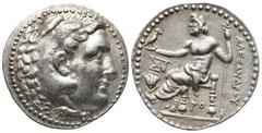 Greek Greek Coins Rhodos, Rhodes AR Tetradrachm. Circa 205-190 BC. In the name and types of Alexander III of Macedon. Head of Herakles right, wearing lion skin headdress / Zeus Aëtophoros seated left,