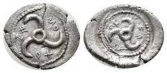 Greek Greek Coins DYNASTS OF LYCIA. Trbbenimi, circa 390-370 BC. Obol , Wedrei. 𐊇𐊁-𐊅𐊕-𐊁𐊆 Triskeles. Rev. 𐊗𐊕-𐊂𐊂-𐊚𐊏 Triskeles; all within circular incuse. Weight: 1.5 Diameter 12