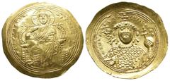 Byzantine BYZANTINE Constantine IX. Monomachus, 1042 - 1055 AD Histamenon ø. Mzst. Constantinople. Obv .: + IhS XIS REX REGNANTInm, Christ enthroned with code. Rev .: + CWnST-AnTIn bASILEVS Rm, bust o