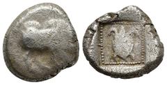 Greek Coins Greek Coins DYNASTS of LYCIA. Uncertain dynast. Circa 490/80-440/30 BC. AR Stater ‘Protodynastic’ period, Group B. Boar standing right on ground line / Tortoise in dotted square border wit