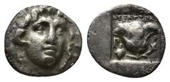 Greek Coins Greek Coins ISLANDS off CARIA, Rhodos. Rhodes. Circa 170-150 BC. AR Hemidrachm 'Plinthophoric' coinage. Dexagoras, magistrate. Radiate head of Helios right / Rose with bud to right;ΔEΞAΓ[O