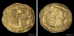 15/ Byzantine Byzantine. John II Comnenus (1118-1143AD) Hyperpyron. Constantinopolis mint. Gold; 31mm; 4.50g. A: Christ nimbate, seated facing on throne, with tunic and pallium, raising his right hand