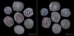 03/ Ancient - Bizancio Bizancio. 7 piezas de bronce a clasificar. Todas diferentes. Incluye varias denominaciones y cecas (Sicilia, Alejandría, Tesalónica, etc.